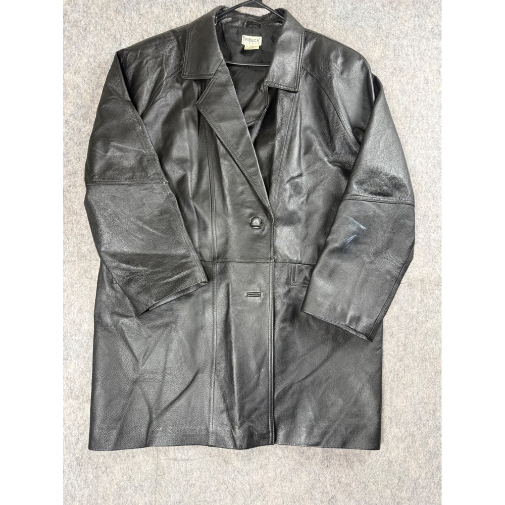 Tribeca Studio Leather Car Coat Mens 1XL Black 100% Leather Classic Jacket